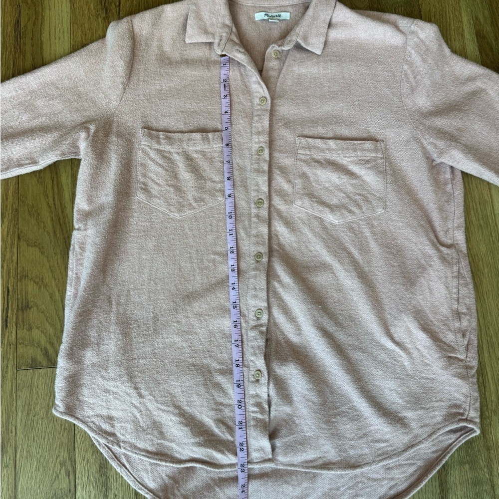Madewell Heathered Pink Button-Up Flannel Shirt - Picture 11 of 13